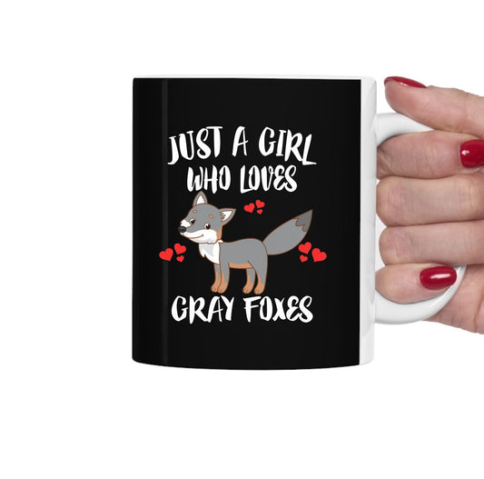 Just A Girl Who Loves Grey Foxes Coffee Mug - grey fox print design