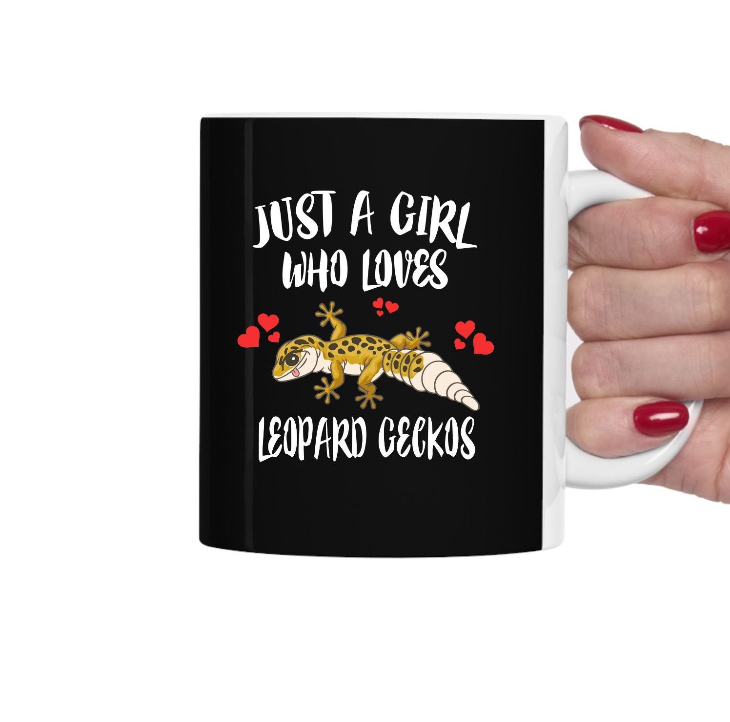 Just A Girl Who Loves Leopard Geckos Lizard Tea Coffee Mug, Leopard Gecko Lover Gift, Lizard Animal Mug Image 1