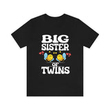 Big Sister Of Twins Bees Shirt, Big Sister Of Twins Gift, Twins Sister Gift, Big Sister Of Twins Announcement T-Shirt Image 1
