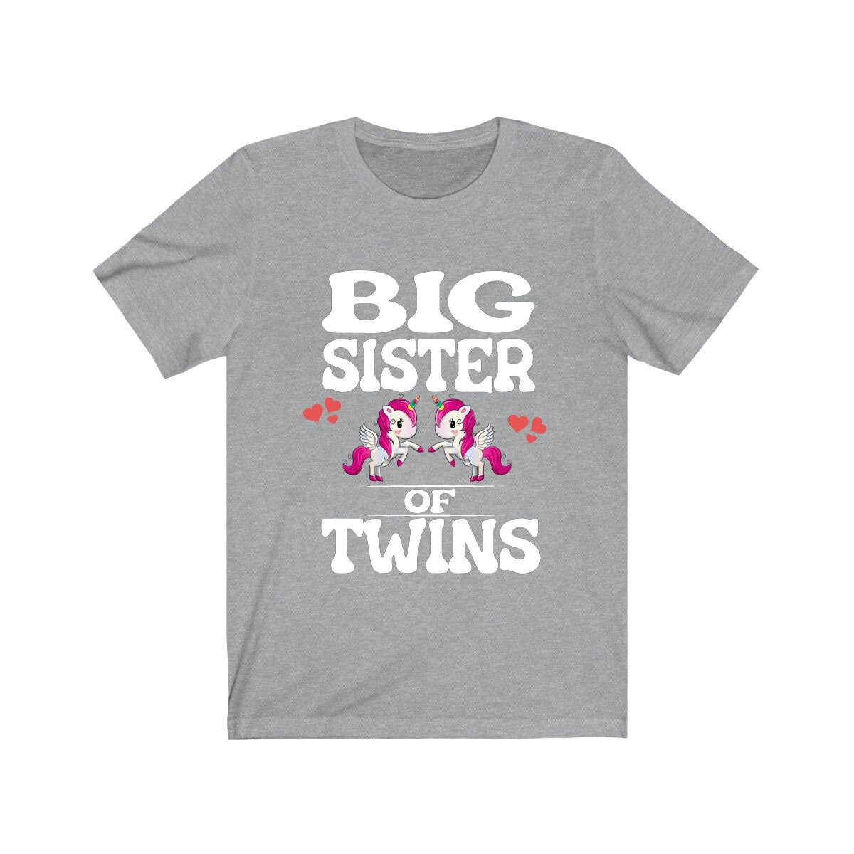 Big sister of twins unicorns magical sibling announcement tee