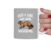 Just A Girl Who Loves Martens Tea Coffee Mug, Marten Lover Gift, Marten Animal Mug Image 1