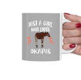 Just A Girl Who Loves Okapis Tea Coffee Mug, Okapi Lover Gift, Okapi Animal Mug Image 1