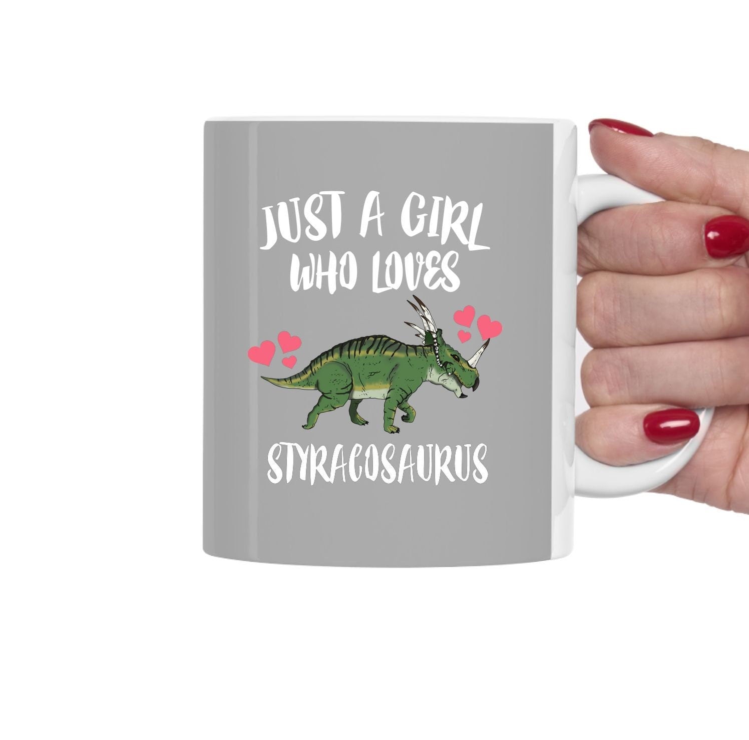 Just A Girl Who Loves Styracosaurus Dinosaur Tea Coffee Mug, Styracosaurus Lover Gift, Styracosaurus Animal Mug Image 1
