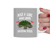 Just A Girl Who Loves Snapping Turtles Tea Coffee Mug, Snapping Turtle Lover Gift, Snapping Turtle Women Animal Mug Image 1