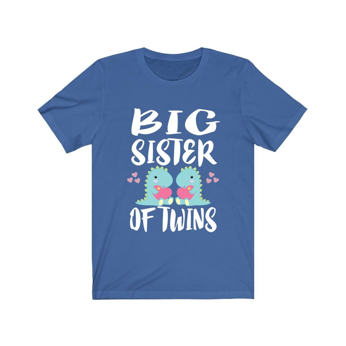Big sister of twins dinosaurs sibling announcement tee for girl