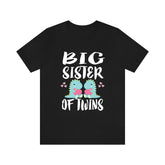 Big Sister Of Twins Dinosaurs Shirt, Big Sister Of Twins Gift, Twins Sister Gift, Big Sister Of Twins Announcement T-Shirt Image 1