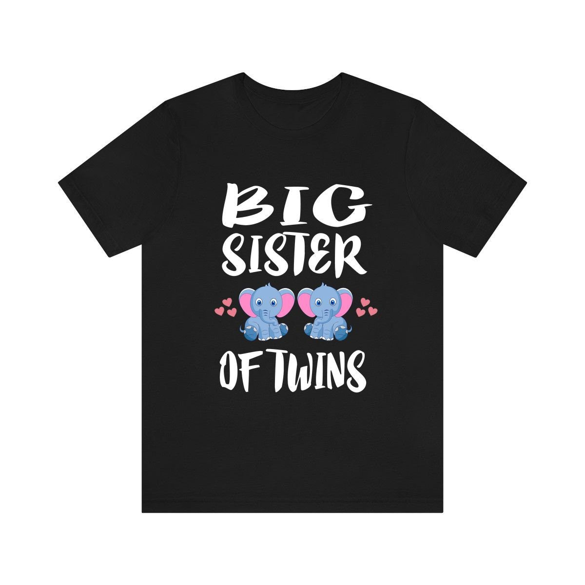 Big Sister Of Twins Elephants Shirt, Big Sister Of Twins Gift, Twins Sister Gift, Big Sister Of Twins Announcement T-Shirt Image 1