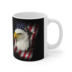 Bald Eagle USA Flag Coffee Mug - bald eagle and USA flag design