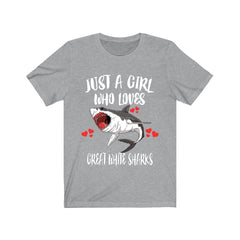 Just A Girl Who Loves Great White Sharks Shirt - Great White Shark print design