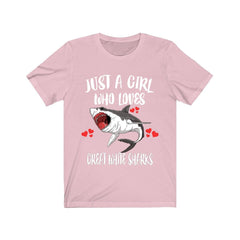 Just A Girl Who Loves Great White Sharks Shirt - Great White Shark print design