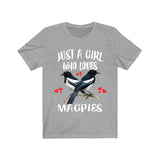 Just A Girl Who Loves Magpies Shirt, Magpie Lover Shirt, Birding Shirt, Magpie Lover Gift, Animal Adult Kids T-Shirt Image 1