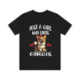 Just A Girl Who Loves Corgis Shirt, Dog Lover Shirt, Corgi Dog, Animal Toddler Infant Kids Gift T-Shirt Image 1
