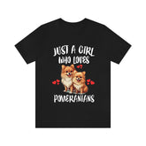 Just A Girl Who Loves Pomeranians Dogs Shirt, Dog Lover Shirt, Pomeranian Dog, Animal Toddler Infant Kids Gift T-Shirt Image 1