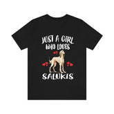 Just A Girl Who Loves Salukis Dogs Shirt, Dog Lover Shirt, Saluki Dog, Animal Toddler Infant Kids Gift T-Shirt Image 1