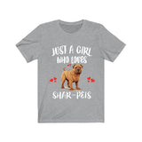 Just A Girl Who Loves Shar-peis Dogs Shirt, Dog Lover Shirt, Shar-pei Dog, Animal Toddler Infant Kids Gift T-Shirt Image 4