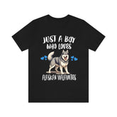 Just A Boy Who Loves Alaskan Malamutes Shirt, Dog Lover Shirt, Alaskan Malamute Dog, Animal Toddler Infant Kids Gift T-Shirt Image 1