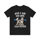 Just A Boy Who Loves Alaskan Malamutes Shirt, Dog Lover Shirt, Alaskan Malamute Dog, Animal Toddler Infant Kids Gift T-Shirt Image 1