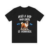 Just A Boy Who Loves St. Bernards Dogs Shirt, Dog Lover Shirt, St. Bernard Dog, Animal Toddler Infant Kids Gift T-Shirt Image 1