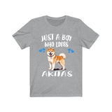 Just A Boy Who Loves Akitas Shirt, Dog Lover Shirt, Akita Dog, Animal Toddler Infant Kids Gift T-Shirt Image 3