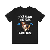 Just A Boy Who Loves Collies Shirt, Dog Lover Shirt, Collie Dog, Animal Toddler Infant Kids Gift T-Shirt Image 3