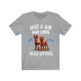 Just A Boy Who Loves Irish Setters Dogs Shirt, Dog Lover Shirt, Irish Setter Dog, Animal Toddler Infant Kids Gift T-Shirt Image 1