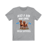 Just A Boy Who Loves Irish Setters Dogs Shirt, Dog Lover Shirt, Irish Setter Dog, Animal Toddler Infant Kids Gift T-Shirt Image 1