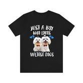 Just A Boy Who Loves Maltese Dogs Shirt, Dog Lover Shirt, Maltese Dog, Animal Toddler Infant Kids Gift T-Shirt Image 1