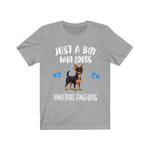 Just A Boy Who Loves Miniature Pinschers Dogs Shirt, Dog Lover Shirt, Miniature Pinscher Dog, Animal Toddler Infant Kids Gift T-Shirt Image 1