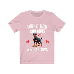 Just A Girl Who Loves Beaucerons Dogs Shirt - Beauceron print design