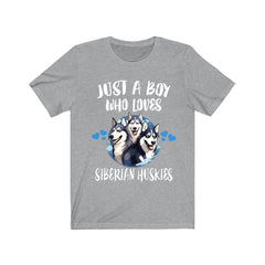 Just a boy who loves Siberian huskies sled dog working breed tee