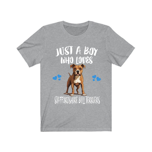 Just A Boy Who Loves Staffordshire Bull Terriers Shirt - Staffy print design