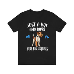 Just A Boy Who Loves Wire Fox Terriers Dogs Shirt - Wire Fox Terrier print design