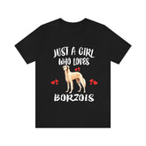 Just A Girl Who Loves Borzois Shirt, Dog Lover Shirt, Borzoi Dog, Animal Toddler Infant Kids Gift T-Shirt Image 1