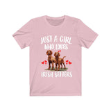Just A Girl Who Loves Irish Setters Dogs Shirt, Dog Lover Shirt, Irish Setter Dog, Animal Toddler Infant Kids Gift T-Shirt Image 1
