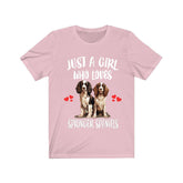 Just A Girl Who Loves Springer Spaniels Dogs Shirt, Dog Lover Shirt, Springer Spaniel Dog, Animal Toddler Infant Kids Gift T-Shirt Image 1