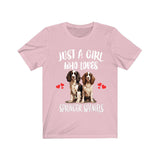 Just A Girl Who Loves Springer Spaniels Dogs Shirt, Dog Lover Shirt, Springer Spaniel Dog, Animal Toddler Infant Kids Gift T-Shirt Image 1