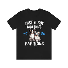 Just A Boy Who Loves Papillons Dogs Shirt - Papillon print design
