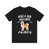 Just A Boy Who Loves Akitas Shirt, Dog Lover Shirt, Akita Dog, Animal Toddler Infant Kids Gift T-Shirt Image 1