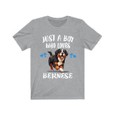 Just A Boy Who Loves Bernese Shirt, Dog Lover Shirt, Bernese Dog, Animal Toddler Infant Kids Gift T-Shirt Image 1