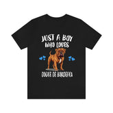 Just A Boy Who Loves Dogue de Bordeaux Shirt, Dog Lover Shirt, Dogue de Bordeaux Dog, Animal Toddler Infant Kids Gift T-Shirt Image 1