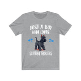 Just A Boy Who Loves Scottish Terriers Shirt, Dog Lover Shirt, Scottish Terrier Dog, Animal Toddler Infant Kids Gift T-Shirt Image 1