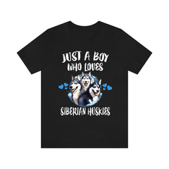 Just a boy who loves Siberian huskies sled dog working breed tee