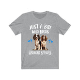 Just A Boy Who Loves Springer Spaniels Dogs Shirt, Dog Lover Shirt, Springer Spaniel Dog, Animal Toddler Infant Kids Gift T-Shirt Image 1