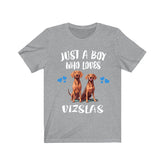 Just A Boy Who Loves Vizslas Dogs Shirt, Dog Lover Shirt, Vizsla Dog, Animal Toddler Infant Kids Gift T-Shirt Image 1