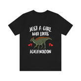Just A Girl Who Loves Iguanodon Dinosaur Shirt, Iguanodon Lover Shirt, Iguanodon Animal Lover Adult Toddler Infant Kids Gift T-Shirt Image 1