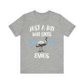Just A Boy Who Loves Emus Birds Shirt, Emu Lover Shirt, Emu Lover Gift, Bird Shirt, Animal Adult Toddler Kids T-Shirt Image 1