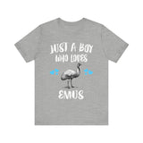 Just A Boy Who Loves Emus Birds Shirt, Emu Lover Shirt, Emu Lover Gift, Bird Shirt, Animal Adult Toddler Kids T-Shirt Image 1