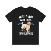 Just A Boy Who Loves Clumber Spaniels Shirt, Dog Lover Shirt, Clumber Spaniel Dog, Animal Toddler Infant Kids Gift T-Shirt Image 1