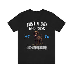 Just a boy who loves curly coated retrievers English sporting dog tee