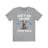 Just A Boy Who Loves Pumi Dogs Shirt, Dog Lover Shirt, Pumi Dog, Animal Toddler Infant Kids Gift T-Shirt Image 1